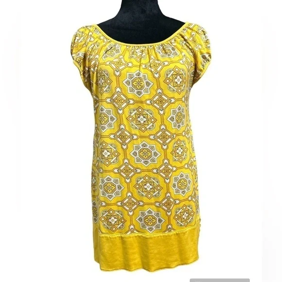 Juicy Couture Vintage Y2K Silk Blend Yellow Print Dress Size S - Picture 1 of 8